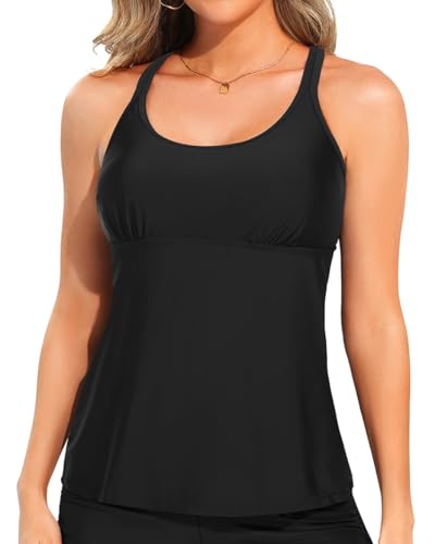 Image of Yonique Womens Tankini Top Only Athletic Swim Top Modest Tankini Swimsuit No Bottom
