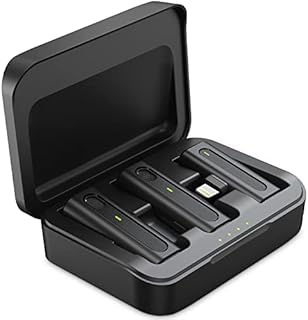 Leereel 2 Pack Wireless Lavalier Microphones for iPhone iPad, Plug-Play Dual Lapel Mics with Charging Case for Vlog YouTube TikTok Interview Live Stream Video Recording - No APP & Bluetooth Needed