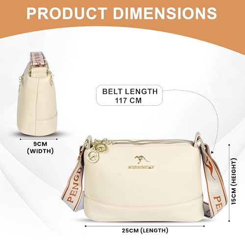 Image of Storite PU Leather Sling Bag, Crossbody Bag with Multi-Compartment for Women and Girls With Adjustable Shoulder Strap -(25x16x9 cm)