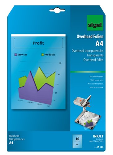 IF120 OHP-Folien / Overhead-Folien für InkJet / Tintenstrahldrucker A4, 10 Blatt, mit Sensorstreifen