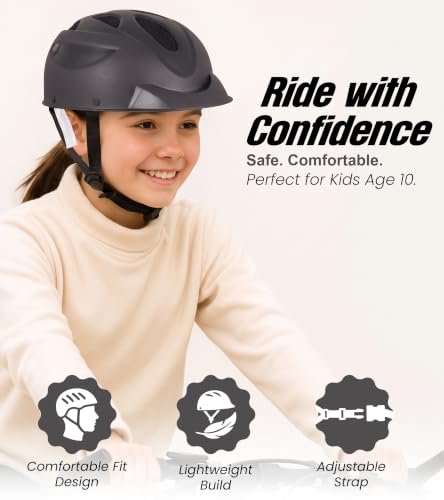 Image of OXYGEN Kids Bicycle Helmet for Age 3-8 Years | Lightweight Safety Helmet with Adjustable Strap & Air Vents | Size 24x17x10 cm | Ideal for Cycling, Skating, Scooter - Boys & Girls (Black)