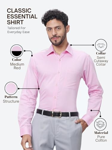 Image of Raymond Slim Fit Pure Cotton Structure Pattern Semi Cut Away Collar Formal Shirt