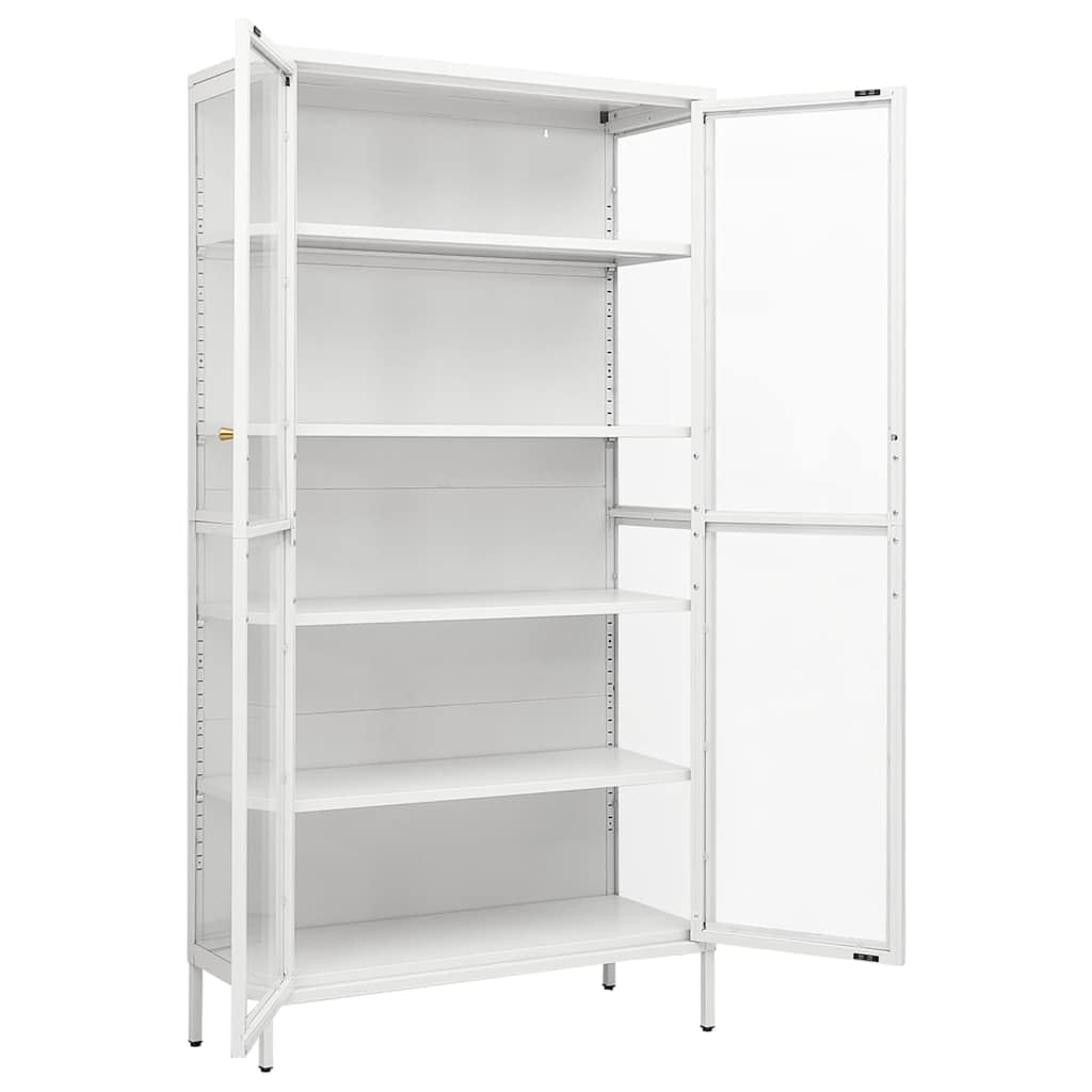 Vitrina Blanco 90x40x180 cm Acero Vidrio Templado | 4 estantes ajustables, resistentes y duraderos, fáciles de limpiar, armario auxiliar