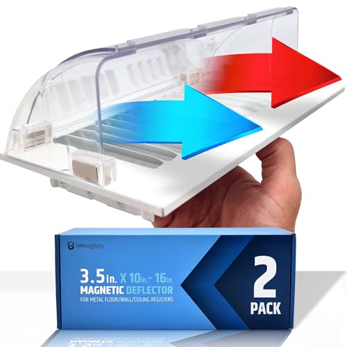 Powerful Magnetic Vent Air & Heat Deflector (2 Pack - New Version) for Ceiling Floor and Wall - Will Never Fall Off - Adjustable from 9.2 to 16 - Super Strong Neodymium Magnets Upgraded Design