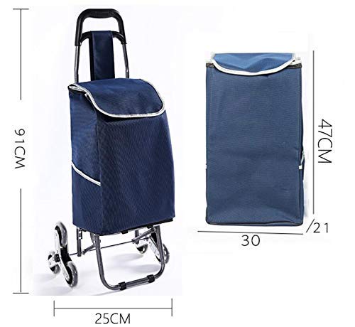 Zusammenklappbarer, Leichter Einkaufstrolley mit 3 Rädern, wasserdicht, abnehmbare Tasche, Faltbarer Einkaufswagen, Handwagen, 30 l Fassungsvermögen – Bild 8