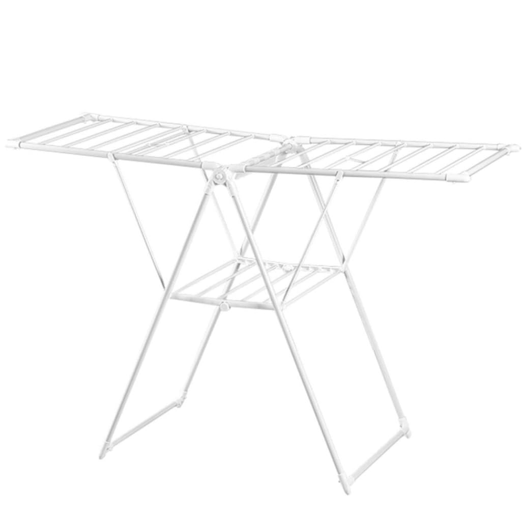 AZHKJKZH Clothes Airer 2-Tier Clothes Drying Rack Floor-to-Ceiling Foldable Wing-Shaped Paint Process Laundry Indoor Outdoor
