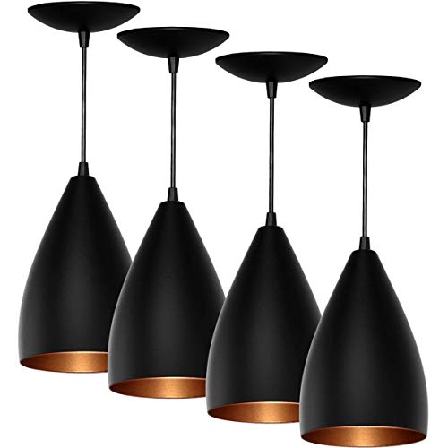 Kit 4 Pendentes Vegas (Preto Textura / Bronze)