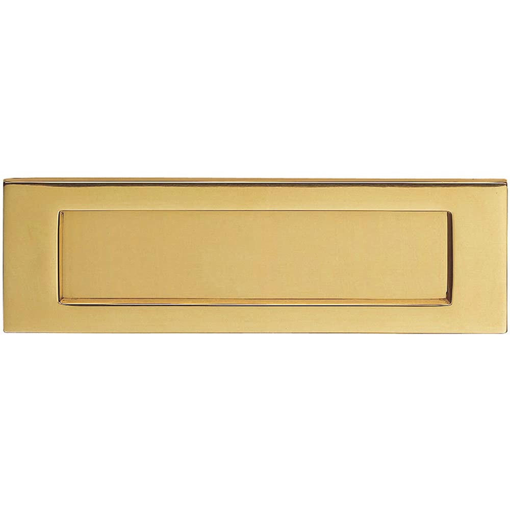 Loops Polished Brass Inward Opening Letterbox Plate- 242Mm Fixing Centres- 278 X 95Mm- | Front Door Letterbox Plate Cover - Interior/Exterior Mailbox Tidy - Door Post Flap