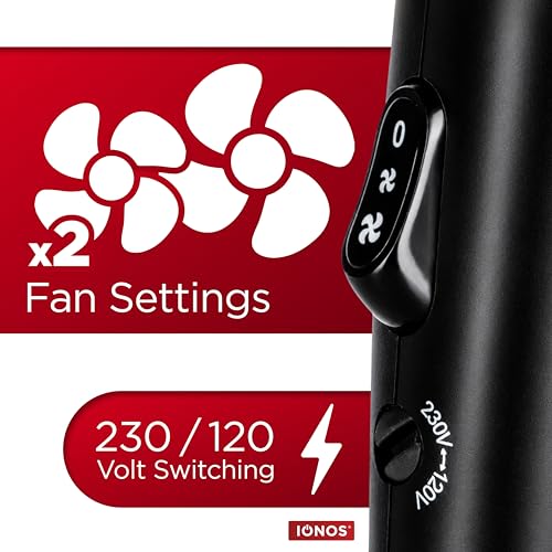 Image of IONOS Travel Hair Dryer with Status Styling Technology - 1000W, 2 Speed, Dual Tension, Foldable and Lightweight (IONTHD1PB10)