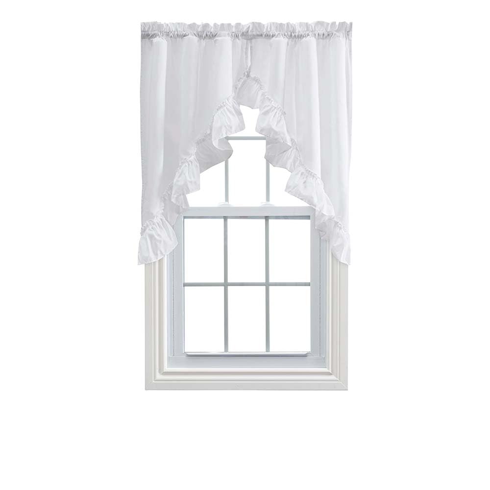 Ellis Curtain Stacey Ruffled Swag, 60 x 38 in, White
