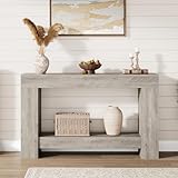 Garvee Farmhouse Console Table for Living Room, Long Console Table for Entryway, 2-Tier Large Sofa Table with Storage, Entryway Entry Table for Entrance, Hallway, Grey, 47'