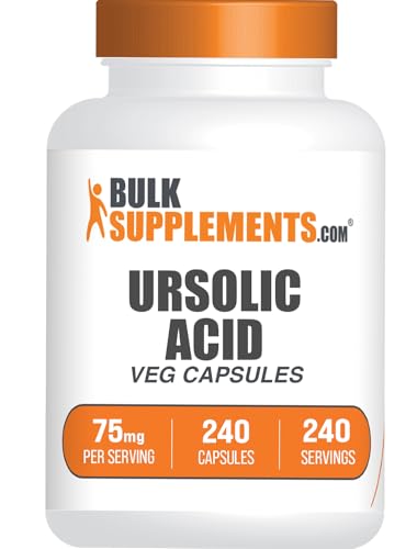 BulkSupplements.com Ursolic Acid Capsules - Ursolic Acid Supplement Sourced from Rosemary Leaf Extract - Vegan 1 Capsule per Serving (75mg) 240 Count (Pack of 1)