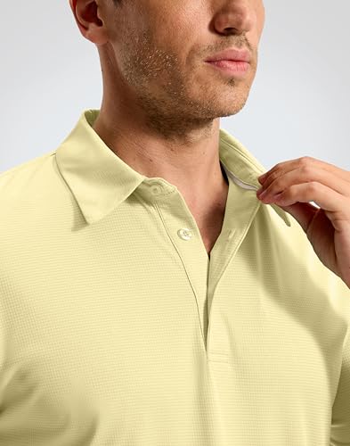G Gradual Mens Golf Shirt Short Sleeve Athletic Dry Fit Moisture Wicking Performance Lightweight Grid Summer Collared Polo Shirts for Men(Light Yellow,3X-Large) — view 3