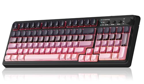 AULA Teclado inalámbrico S99, teclado inalámbrico para juegos, Bluetooth, ergonómico, cremoso, teclado de computadora de tamaño completo, retroiluminado, trimodo, BT/2.4 GHz/USB-C para PC portátil
