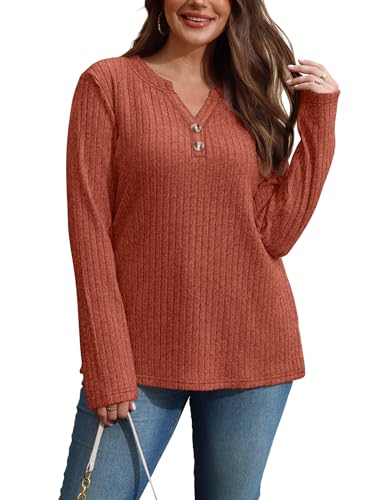 SAMPEEL Womens Sweaters Lightweight Long Sleeve Shirts V Neck Tops with Button Fall Outfits 2025 - Image 6