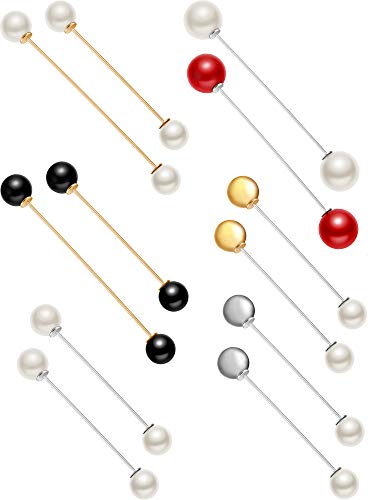 WILLBOND 12 Pieces Sweater Shawl Clip Double Faux Pearl Brooches Safety Pins for Women 12 Stück Pullover Schal Clip Doppel Faux Perlen Broschen Sicherheit Nadeln für Frauen Cover