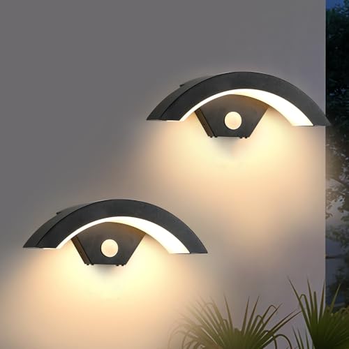 SENQIU 2 Pezzi Applique da Parete Esterno LED con Sensore di Movimento 24W