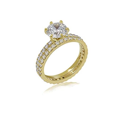 Amazon Collection Yellow Gold-Plated Sterling Silver Infinite Elements Cubic Zirconia Ring, Size 6