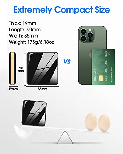 KLL Power Bank with Built in Cables, 10000mAh Slim Portable Charger LED Display, Small External Battery Pack with 4 Inputs and 5 Outputs Phone Charger for iPhone Samsung Huawei iPad etc (Black)