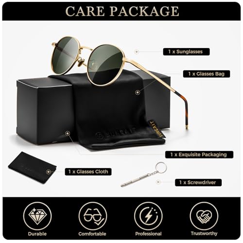 Image of SUNGAIT Ponderable Metal Round Sunglasses for Men Women Classic Vintage Polarized Circle Sun Glasses