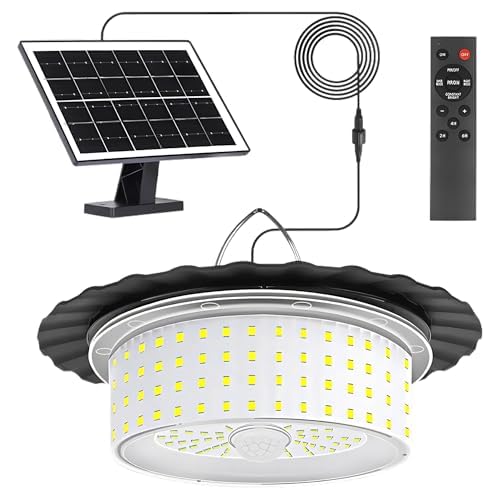 Lámpara Solar Exterior con Sensor de Movimiento, Focos LED Solares 4400mAh, Luz Solar Impermeable IP65, 4 Modos de Iluminación, Foco LED con Placa Solar y Batería