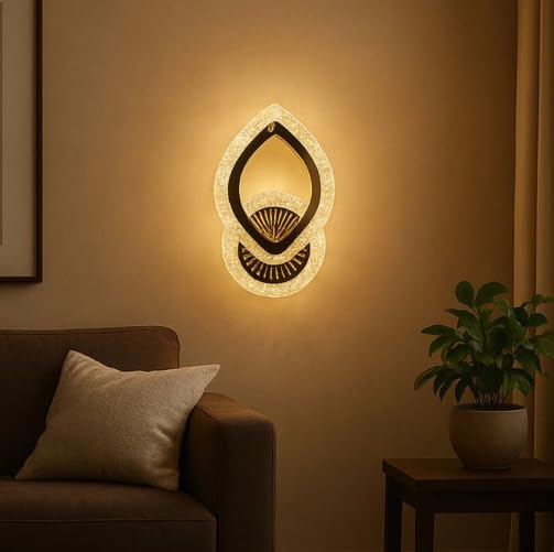 Image of Modern Crystal LED Wall Light, Decorative Indoor Wall Lamp with Warm White Lighting, Stylish Wall Mounted Light for Living Room, Bedroom, Hallway