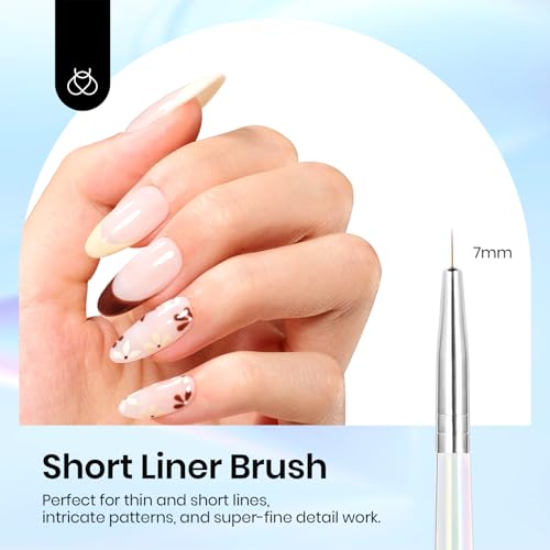 Image of Beetles Nail Art Pens Brushes, 5pcs Nail Art Liner Brushes Set Painting Nail Dotting Drawing Tool Metal Handle for Long Lines, Details, Fine Sizes 7 /11 /15 /20 /25mm Gift for Women