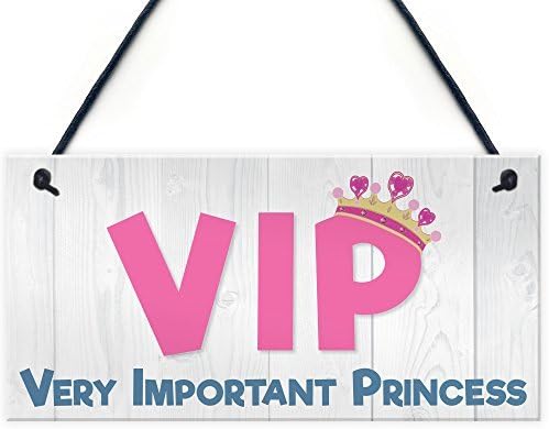 Rustic Wood Sign with Quotes VIP Princess Novelty Friendship Gift Daughter Bedroom Door Sign Decor Hanging Plaque Sign Gift