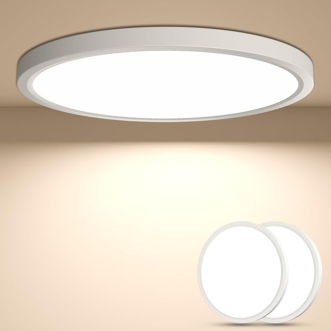 Reviews de Techos con plafon - los preferidos. 49 WAYAMY Lámparas para Recámara 30cm 24W, Lámpara de Techo LED para Baño, Redonda Plafon con temperatura de color ajustable (blanco, 2PCS, 24W Tricolor)