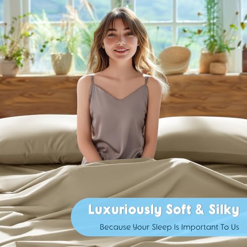 Image of SONORO KATE 1000 Series 100% Egyptian Cotton King Sheets,Extra Deep Pocket | 18-24 Inch Extra Deep Pocket,Soft & Breathable,5-Star Hotel Sateen Bed Sheets,All Season,4pc,Linen