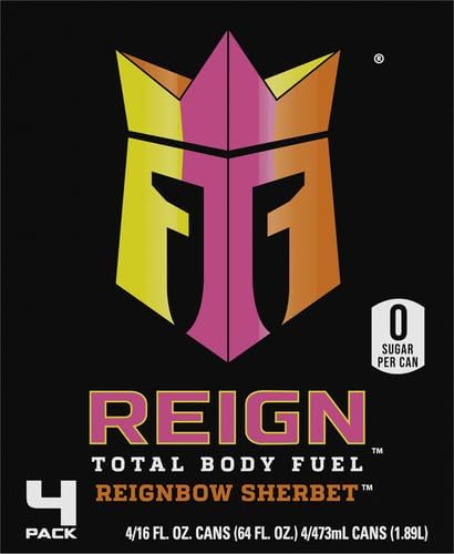 Reign Total Body Fuel, Reignbow Sherbet, Performance Energy Drink, 16 fl oz, 4 Pack