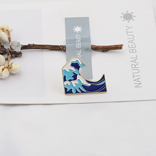 Image of UJIMS Ocean Waves Enamel Pins Ocean Wave Sunny Beach Surfing Gifts for Women Water Sport Gift for Windsurfer (Ocean Waves Enamel Pin)