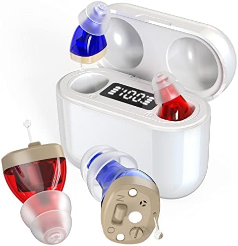 Hearing Aids, Newest Digital Rechargeable Hearing Aids with Charging Box Indicating Remaining Power Percentage, Invisible Personal Sound Hearing Amplifier with Intelligent Noise Reduction