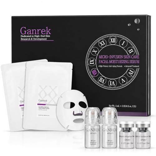 Micro Infusion System for Face, At-Home Skincare Kit with Peptides, Hyaluronic Acid & Tranexamic Acid, Gentle Surface-Level Care with 0.25mm Micro Stamp & Repair Mask, 1-Month Supply