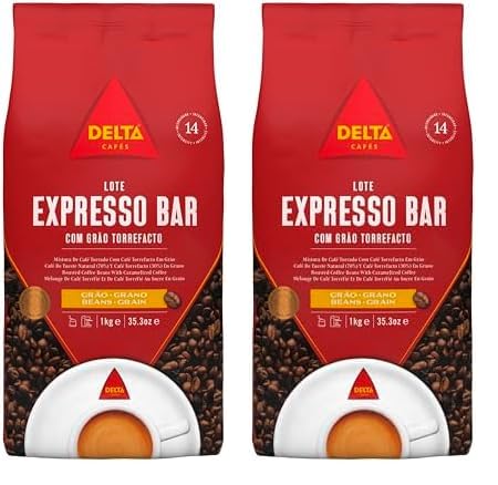 Delta Cafés espresso Bar - Café en Grano - Estimula los Sentidos - Aroma de Centroamérica y Robusta Africana - 1 kg (Paquete de 2)