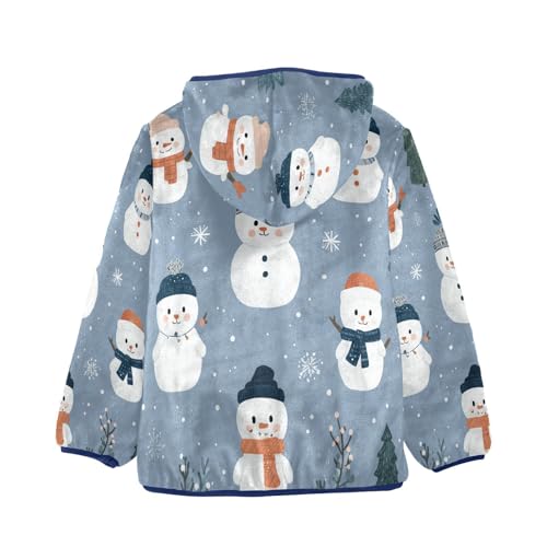 Snowman Trees Snowflakes Pattern Toddler Fleece Jacket Girl Boys Hooded Fleece Jacket Coat Warm Outwear Zip-up 3-10T2