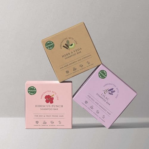 Image of Shunyam Shampoo Bar for Dull Hair - Coconut Oil, Lavender & Eucalyptus, Glycerine | Nourishing, Natural Hair Care, Vegan, Eco Friendly | Lilac | 70g