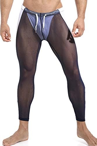 MIZOK Men's Mesh Yoga Tights Pants See 