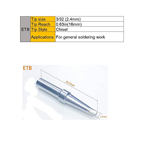 Welding Soldering Tips 5Pcs For Et Soldering Iron, Et Replacement Soldering Iron Tips For Weller Wes51 Wesd51 We1010Na Pes51 (5Pcs Tip Set) #TOP2