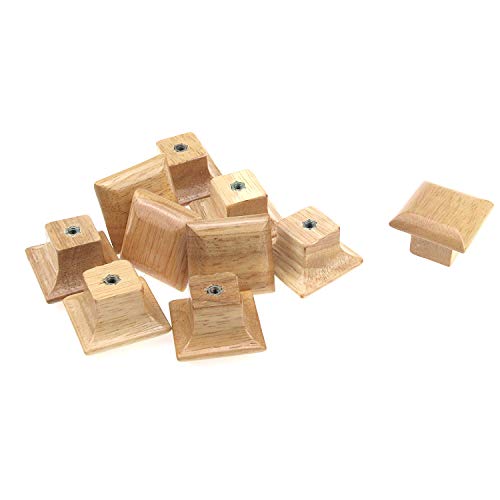 T Tulead Holz-Türknöpfe, natürliche Holzmaserung, Möbelknöpfe, 3,5 x 3,5 x 2,4 cm, quadratische Schubladen, Kommodenknöpfe, Schrankgriff, Hardware, 10 Stück mit Schrauben Cover