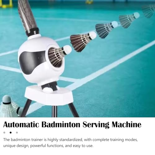 Badminton Aufschlagmaschine, Badminton Trainingsmaschine mit 6 Badminton Tragbare Federball Aufschlagmaschine mit Badminton Ballmaschine für Solotraining Fangbohrer Smash-Training, 15 Ballkapazität