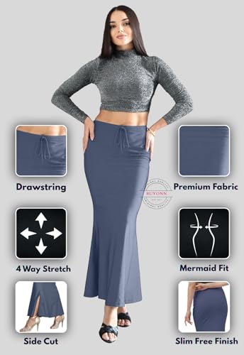 Image of Saree Shapewear Petticoat for Women, Smooth Curve Saree Shaper Innerwear, Slim Fit Body Shaper Skirt for Women, Stretchable Microfiber Cotton Blend Shape Wear Petticoat for Sarees