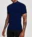Compression Shirt Men Mock Turtleneck Short Sleeve Athletic Workout T Shirts Quick Dry Sports Undershirt Base Layer Tee Tops Navy Blue