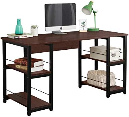SogesHome Computer Desk 55" PC Trestle Desk with Shelf Office Desk Workstation for Home Office Use Writing Table, DZ012-140-WA-SH