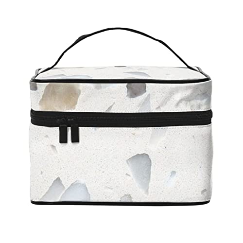 Trousse de maquillage portable grand format en terrazzo noir