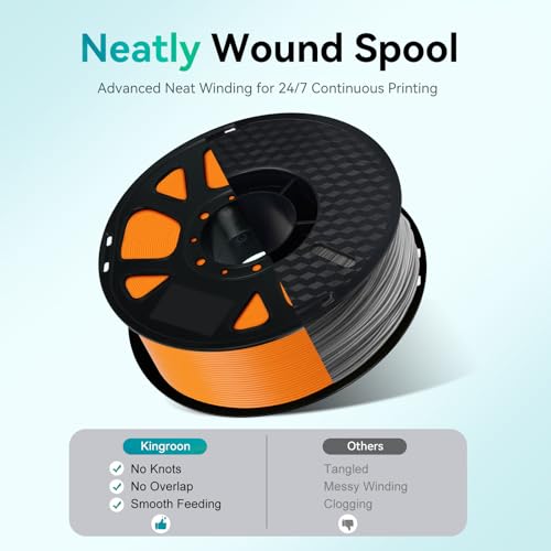 Image of Kingroon Pumpkin Orange PLA Filament 1.75mm, 1kg Spool (2.2lbs), Dimensional Accuracy + /- 0.03mm, Vibrant Color 3D Printer Filament for Most FDM 3D Printers