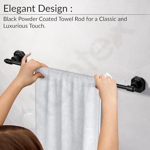Image of Plantex 304 Grade Stainless Steel Towel Rod /Towel Rack for Bathroom /Towel Bar /Hanger /Stand /Bathroom Accessories - Nipron (24 Inch - Black)