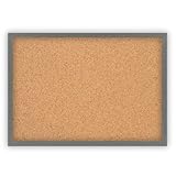Clamaro 'Memo' Cork Pin Board 60 x 40 cm with Frame Steel Grey Cork Wall with MDF Wood Picture Frame and Metal Hangers (Qer Format and Portrait Format) Includes 10 Drawing Pins