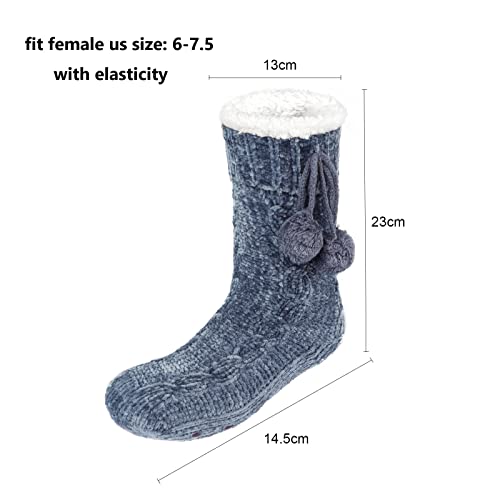 Women Warm Floor Socks Girl Knitted Calf Socks Thick Fleece Winter Indoor Sock Men Ankle Boot Xmas Non-Slip Home Slipper Sock4