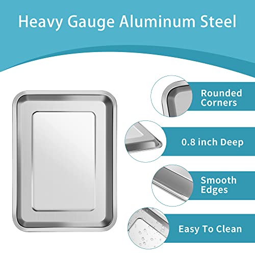 Aluminum Steel Pan Bakeware Half Sheet Pan Set of 3, Warp Resistant Nonstick Baking Pan, Kitchen Oven Pan Bakeware Set, Cooking, Roasting Sets, Easy Clean of Baking Cookie Sheets